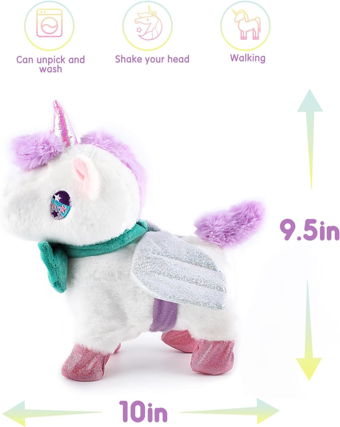 HOMZZZZ Juguete de unicornio de peluche, caminar, ladrar, mover la cola, reconocimiento táctil, reacción de voz – Juguete electrónico de compañero