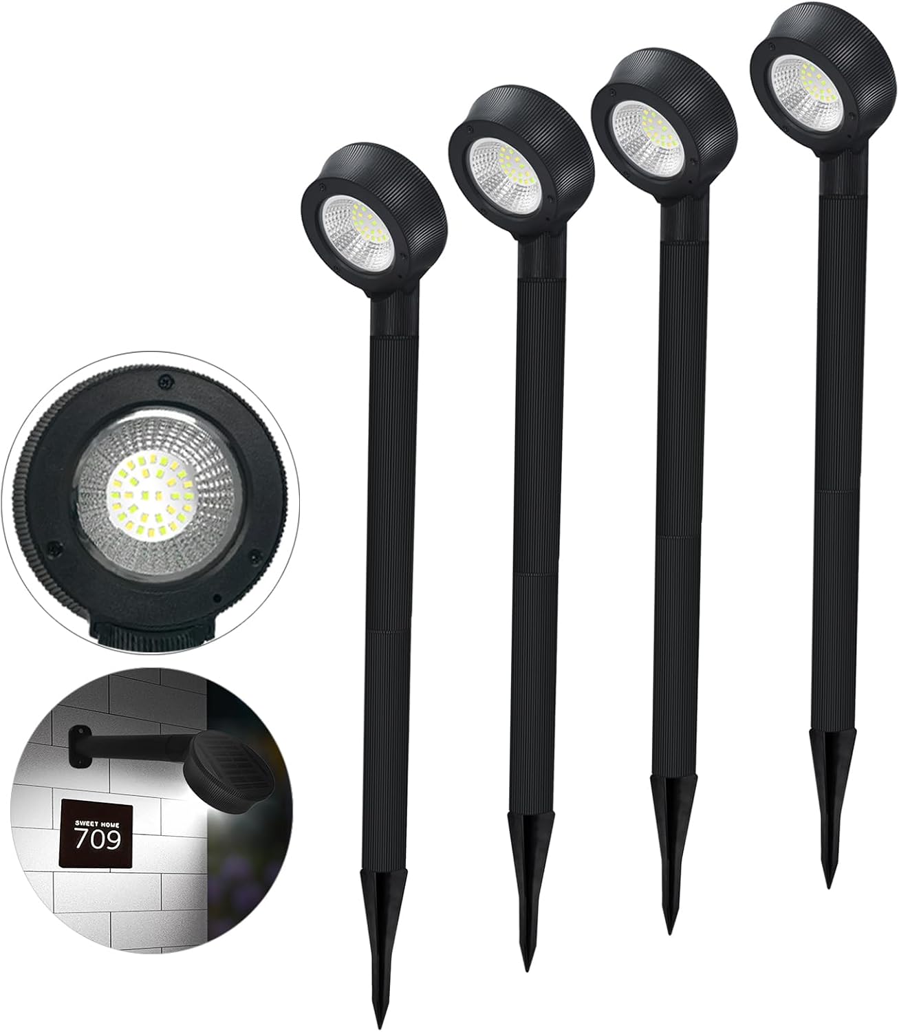 Luces solares para caminos al aire libre, 300 lúmenes, 32 LED con 3 modos regulables, encendidoapagado automático, hasta 12 horas en forma de L luz