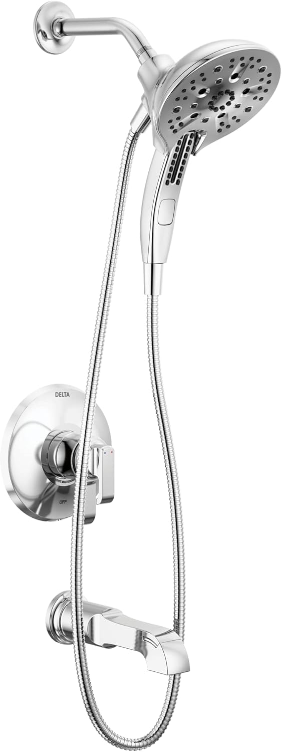 Delta Faucet Tetra Serie 17 Juego de grifo cromado de doble función con cabezal de ducha 2 en 1 In2ition con rociador de mano, juego de grifo de