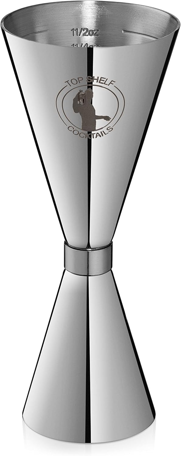 Jigger japonés doble jigger 2oz 1oz cóctel jigger con medidas en el interior para obtener vertidos precisos, plata, 5 pulgadas