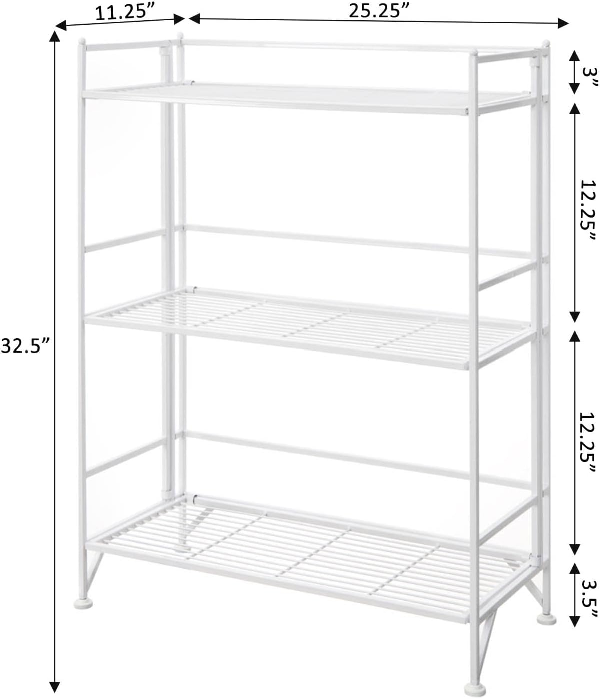 Convenience Concepts Designs2Go – Estante para almacenamiento extra de 2pisos, metal, plegable, Metal, Blanco