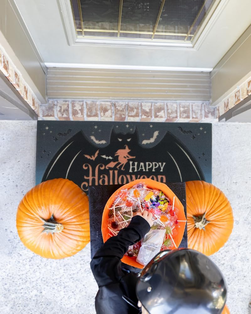 Felpudo de entrada al aire libre de Halloween, tapete de bienvenida impreso con láser 3D, tapete de bienvenida de Halloween resistente al aire libre