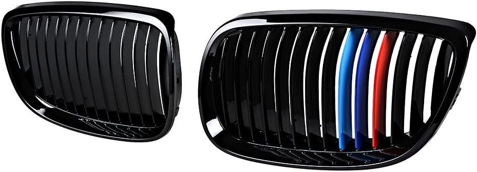 Compatible con la serie 08-13 3 M3 E92 E93 07-10 Coupé E93 06-10 E92 2D 2 piezas negro brillante M Color frontal central rejilla de riñón
