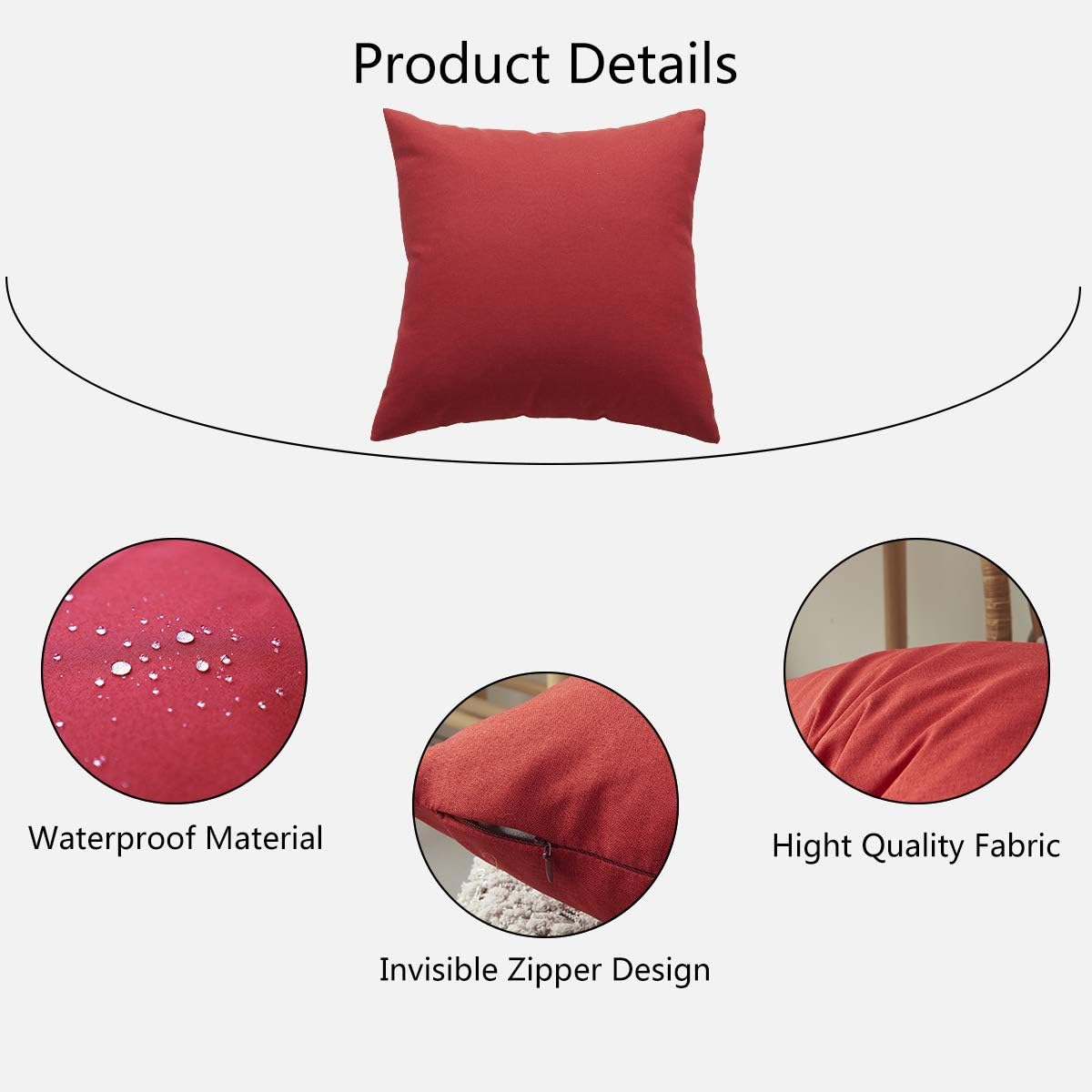 SHANLUO Fundas de almohada impermeables de 12 x 20 pulgadas, almohadas de exterior para sofá, juego de 2 fundas de almohada decorativas, sólidas,