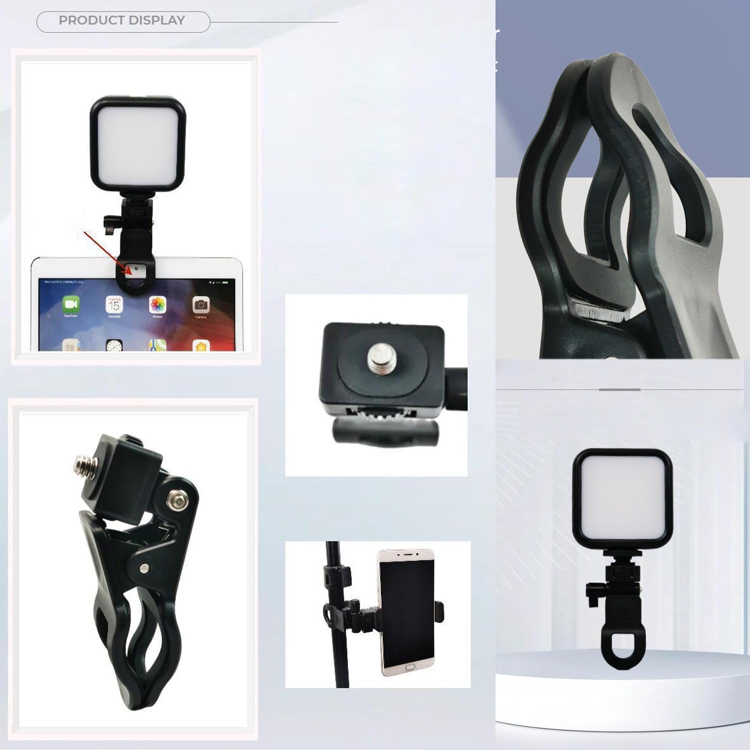 ThtRht Paquete de 2 soportes para cámara de monitor, pantalla LCD, soporte de flash de luz de llenado superior, soporte para cámara web con conector