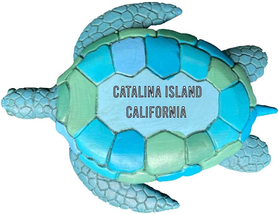 R and R Imports Catalina Island California Souvenir – Imán de resina pintada a mano para refrigerador, diseño de atardecer y tortuga verde, 3