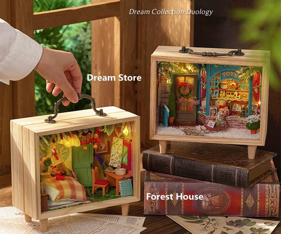 Casa de muñecas Kit de muebles de madera en miniatura, mini casa de muñecas hecha a mano con LED, escala 124, juguetes creativos para manualidades,