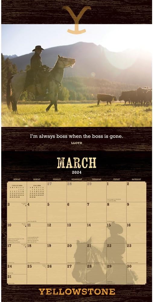 Calendar Ink, Calendario de pared Yellowstone TV 2024