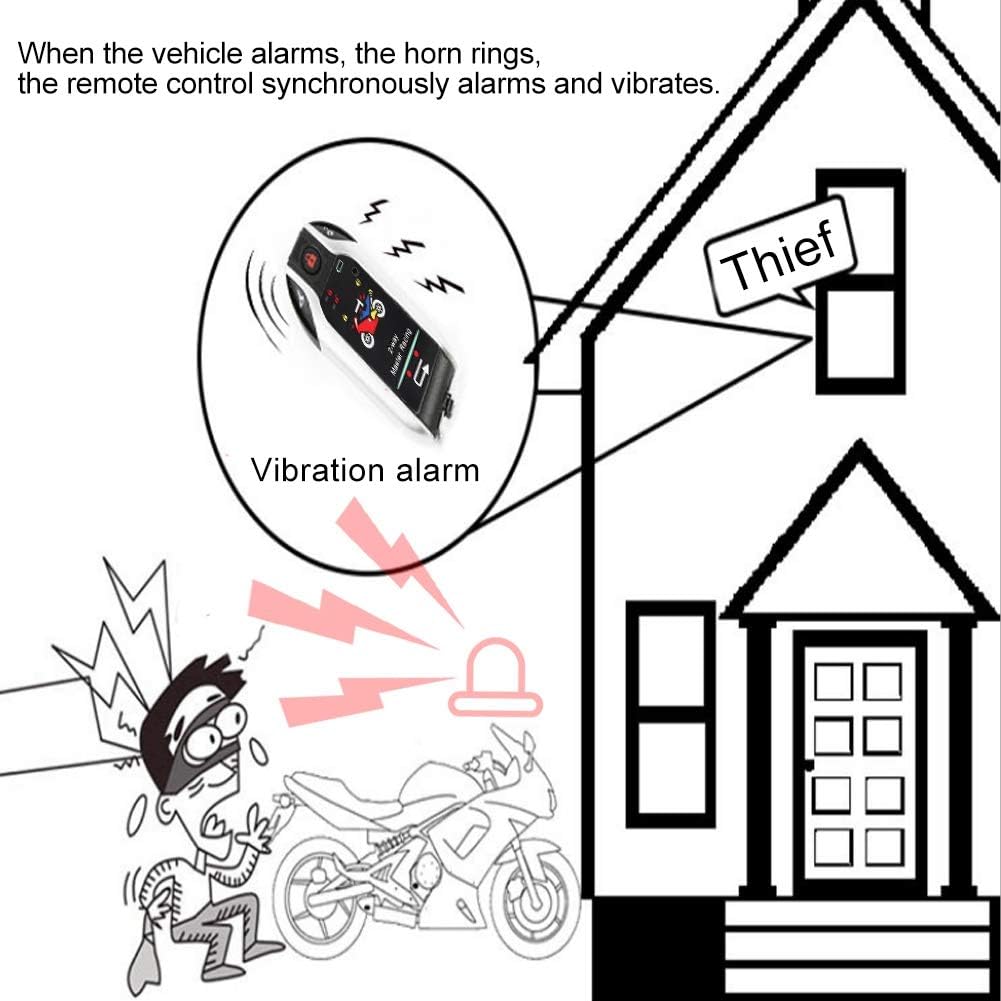 Sistema de alarma de motocicleta antirrobo, bocina de alarma remota de 2 vías, sistema de seguridad impermeable con función de arranque del motor