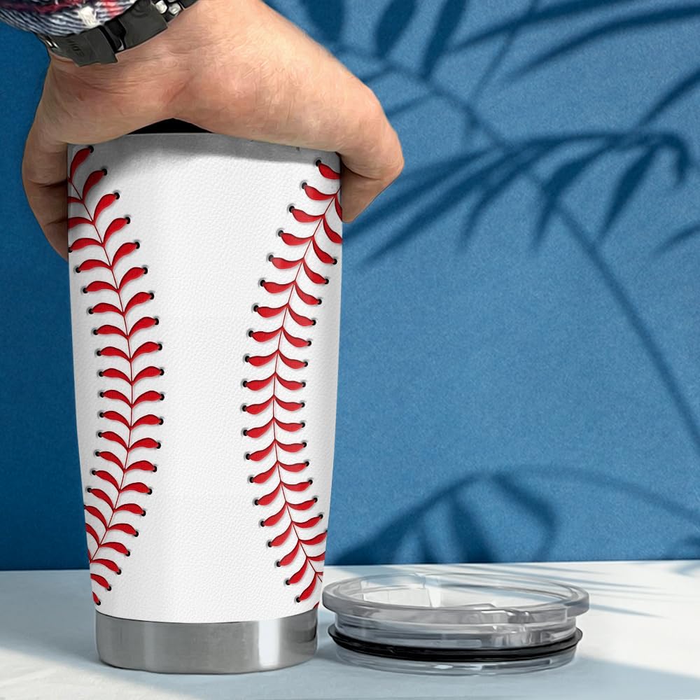 SANDJEST Vaso de béisbol de 20 onzas con aislamiento de acero inoxidable, taza de viaje, vaso de béisbol para mujeres, hombres, mamá, regalos para