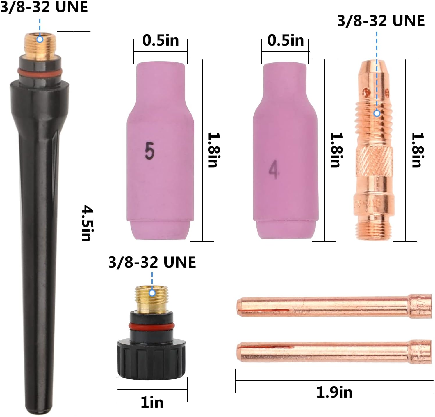 Levante Tig Torch 150A TIG17V soplete de soldadura de argón refrigerado por aire con cable de 13 pies conector de 0.394-0.984 in para antorcha TIG