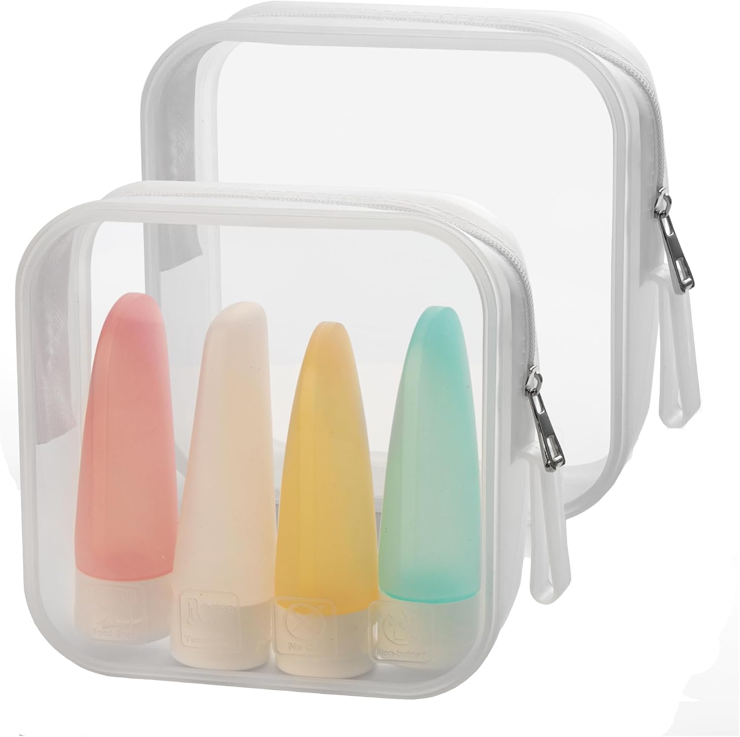 liguanlan Soporte para brochas de maquillaje, fugas de maquillaje para viajes, Claro, Bolsa de viaje de silicona
