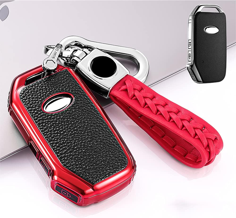 Gran suerte TPU – Funda protectora para llave de coche, con llavero (rojo) para Kia Soul (2020-2022) Forte (2019-2021) Telluride (2020-2021)