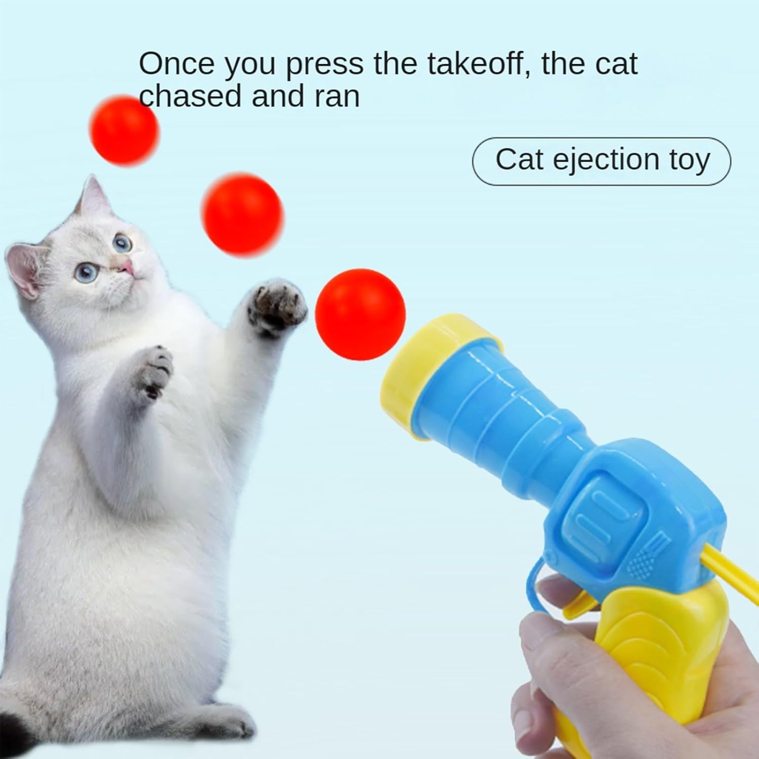 Pistola de tiro de bola de peluche, juguetes de lanzamiento de bola de pelo para mascotas, juguete de bola de gato feliz, interactivo para gatos de