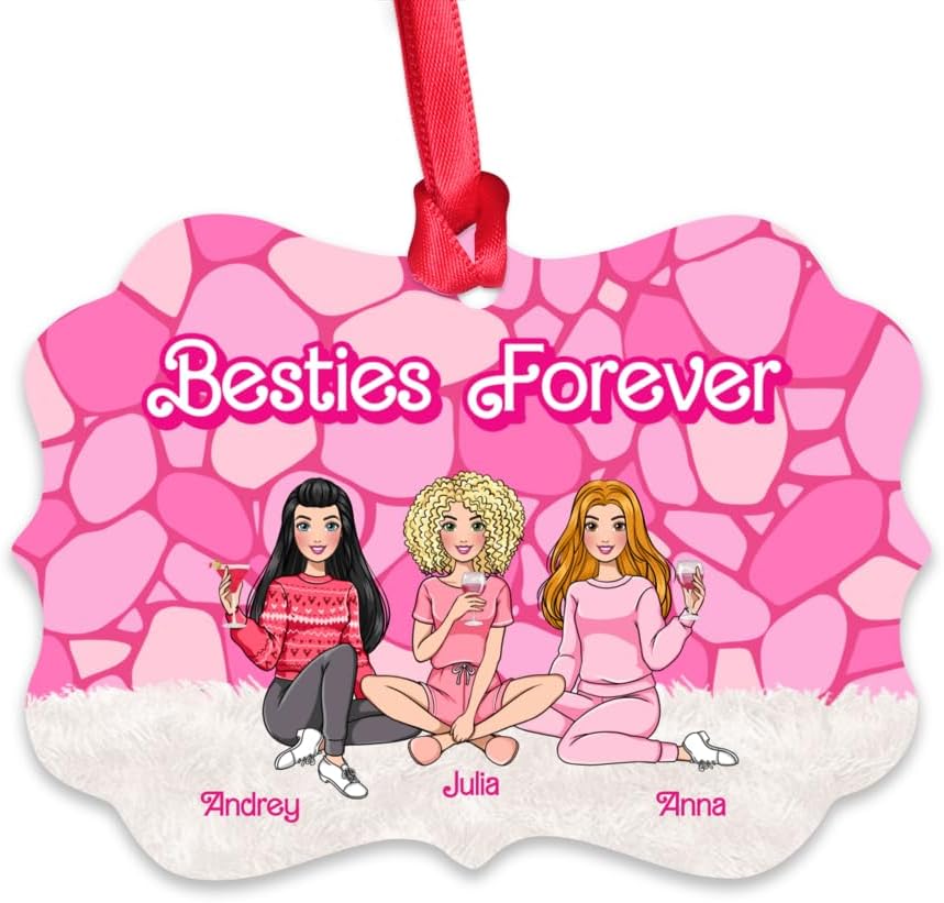 Gossby Adorno personalizado para árbol de Navidad de Besties Forever, regalo de Navidad personalizado para mujeres con diseño, nombre, regalo de