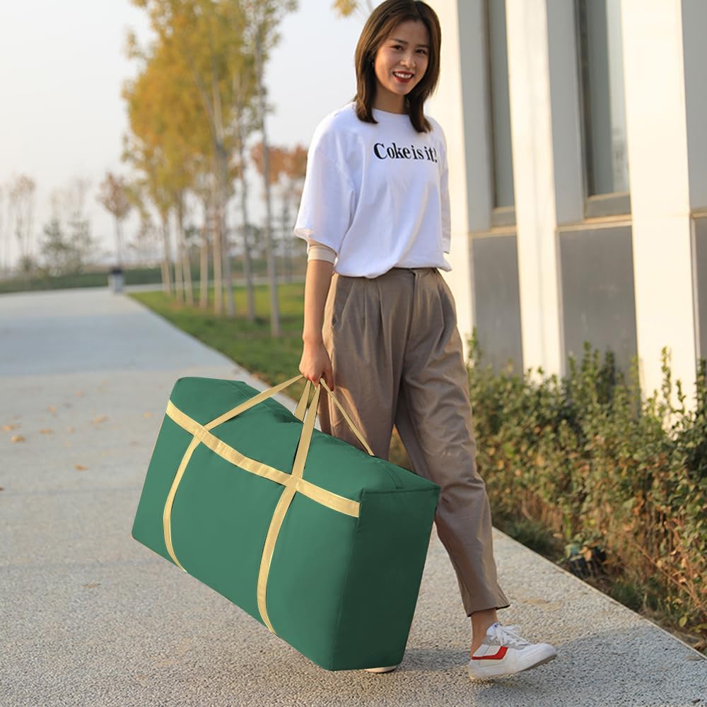 Paquete de 2 bolsas de mudanza resistentes extra grandes con cremalleras fuertes, bolsa de almacenamiento para ahorrar espacio para estudiantes
