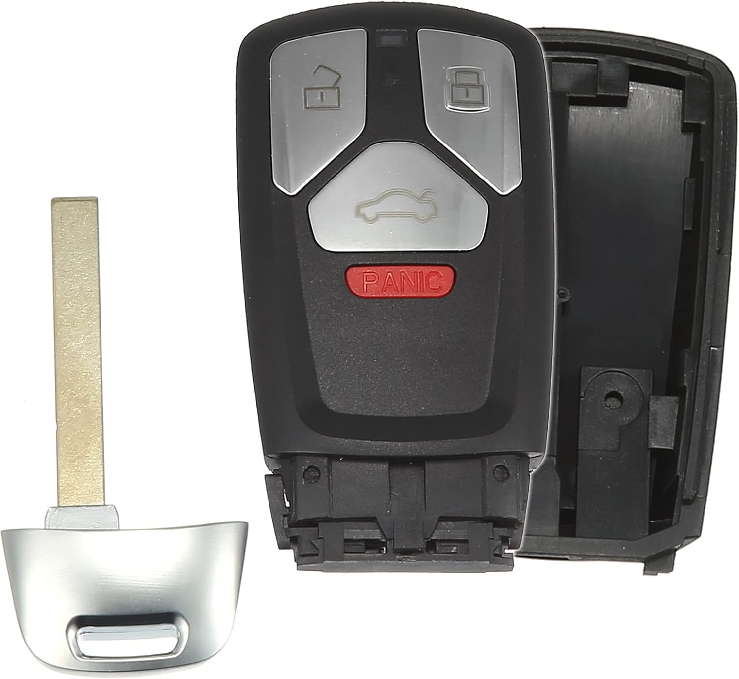 X AUTOHAUX Funda de repuesto para llavero inteligente de 4 botones sin llave para Audi A4 A5 Q7 TT Quattro 2017-2019 con hoja sin chip