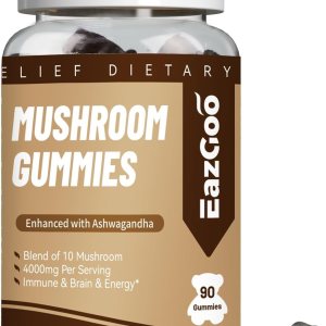 EAZGOO Suplemento de gomitas de hongos, con Ashwagandha, melena de león, hongos Shitake, cola de pavo, chaga y hongo Cordyceps para la salud EAZGOO Suplemento de gomitas de hongos, con Ashwagandha, melena de león, hongos Shitake, cola de pavo, chaga y hongo Cordyceps para la salud