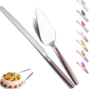 Juego de cuchillos y servidores para tartas de boda, mango marrón y cabeza plateada brillante para tartas para todos los días, bodas y cumpleaños, Juego de cuchillos y servidores para tartas de boda, mango marrón y cabeza plateada brillante para tartas para todos los días, bodas y cumpleaños,