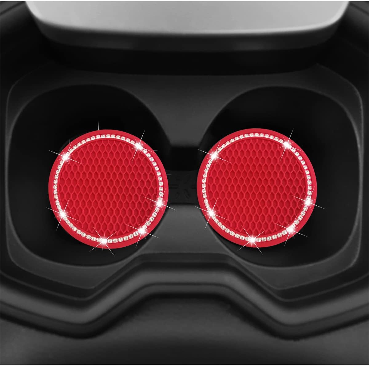 2 portavasos para automóvil y 1 anillo de encendido con diamantes de imitación para motor de automóvil, anillo brillante para el interior del