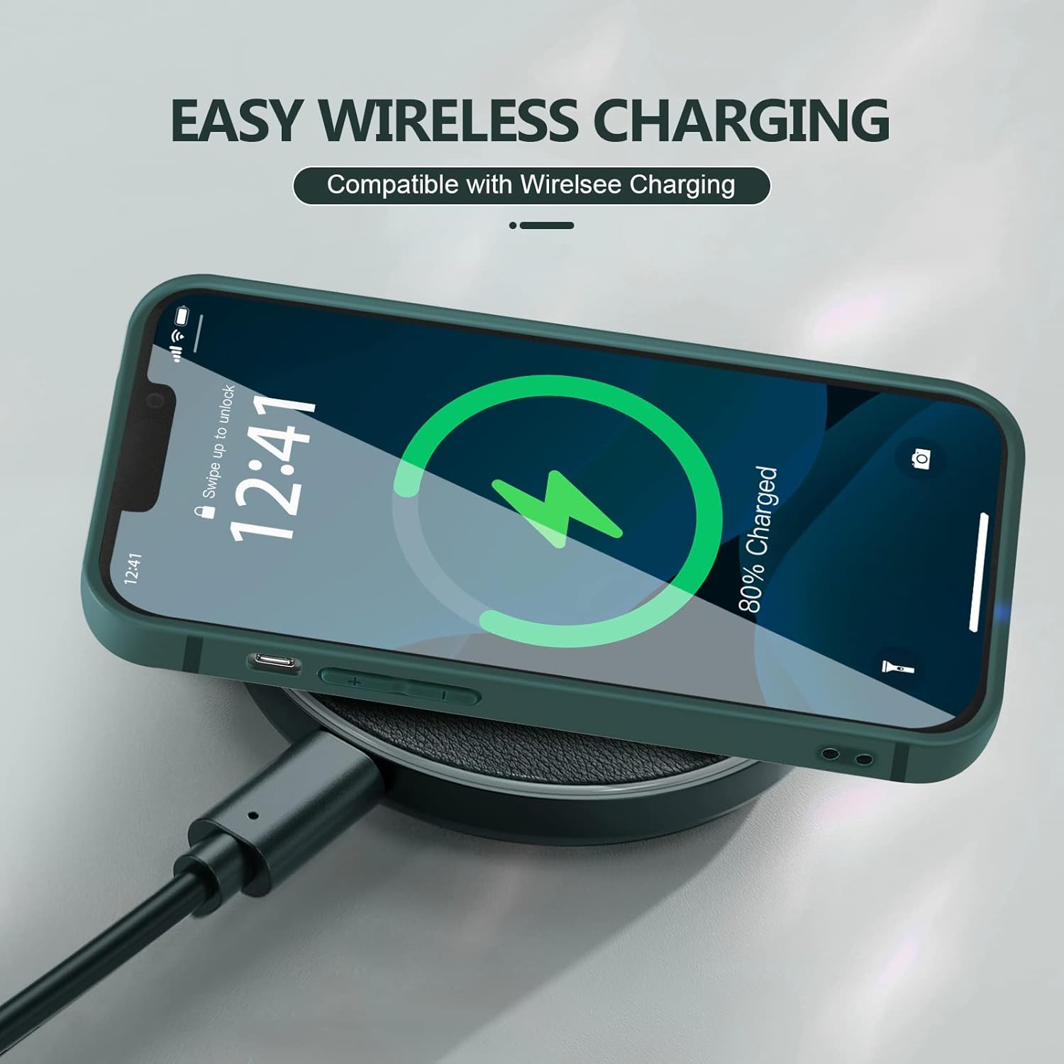 YZR Funda de silicona para iPhone 12 de 6.1 pulgadas, protección individual para cada lente, funda de silicona líquida con forro de microfibra