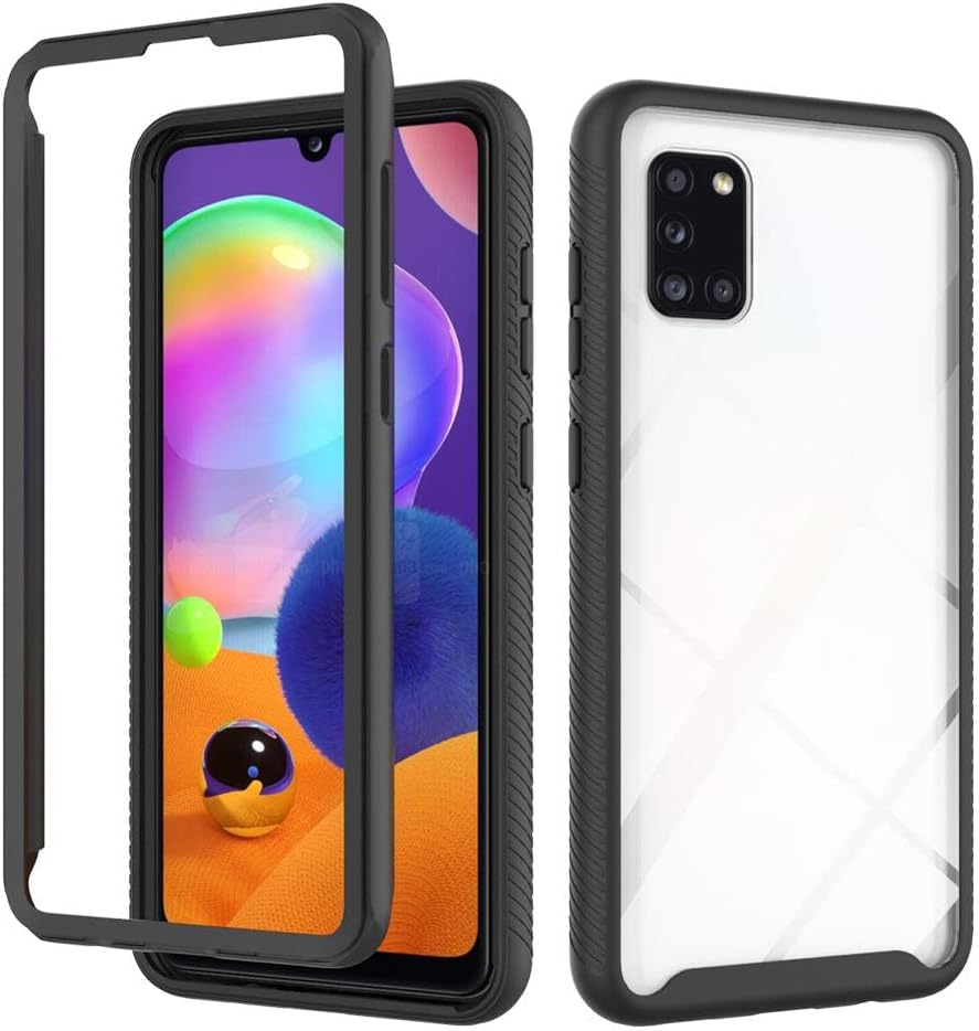 Asuwish Funda de teléfono para Samsung Galaxy A31 con protector de pantalla de vidrio templado y soporte delgado, híbrida, resistente, funda