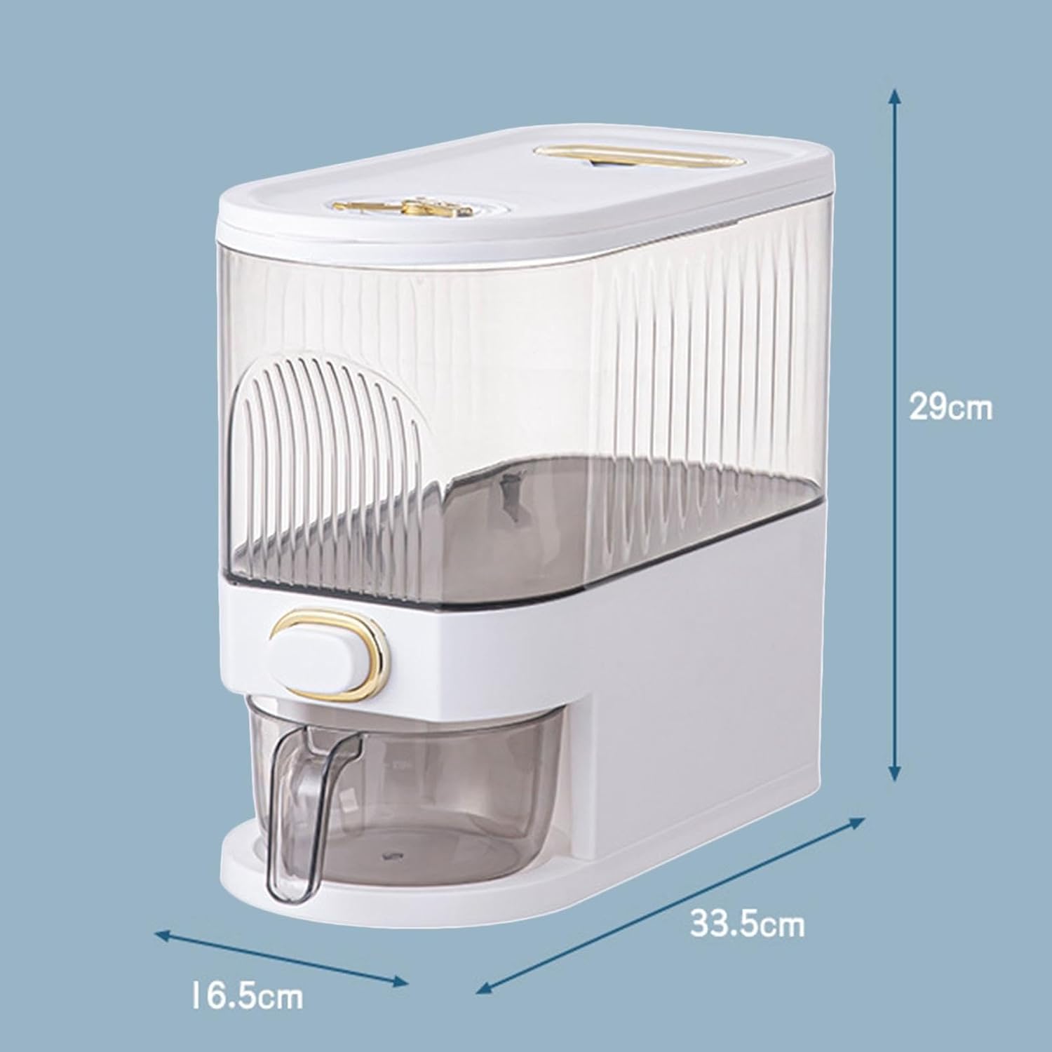 Dispensador de arroz, recipiente de arroz sellado, dispensador de alimentos, contenedor de almacenamiento de alimentos para alimentos secos,