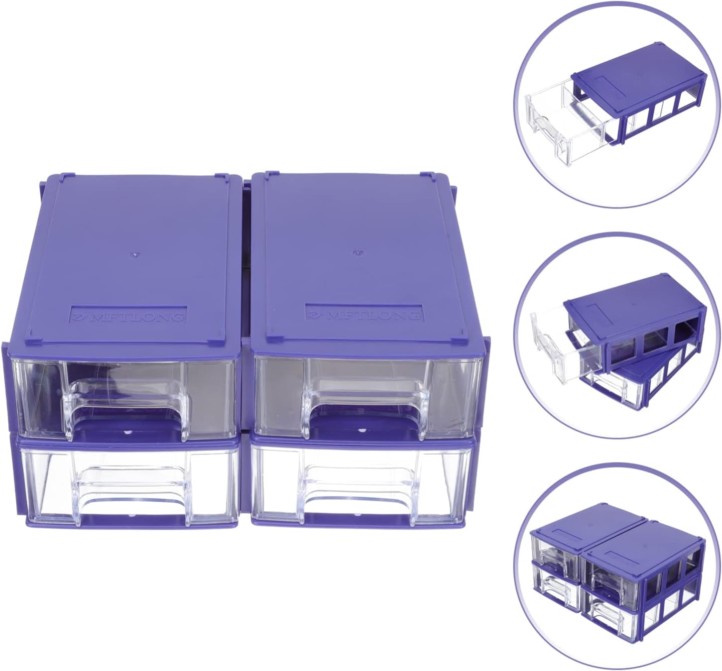 Zerodeko Caja de almacenamiento de cajones de 4 piezas, organizador electrónico, organizador de uñas, mini contenedor de herramientas, organizador