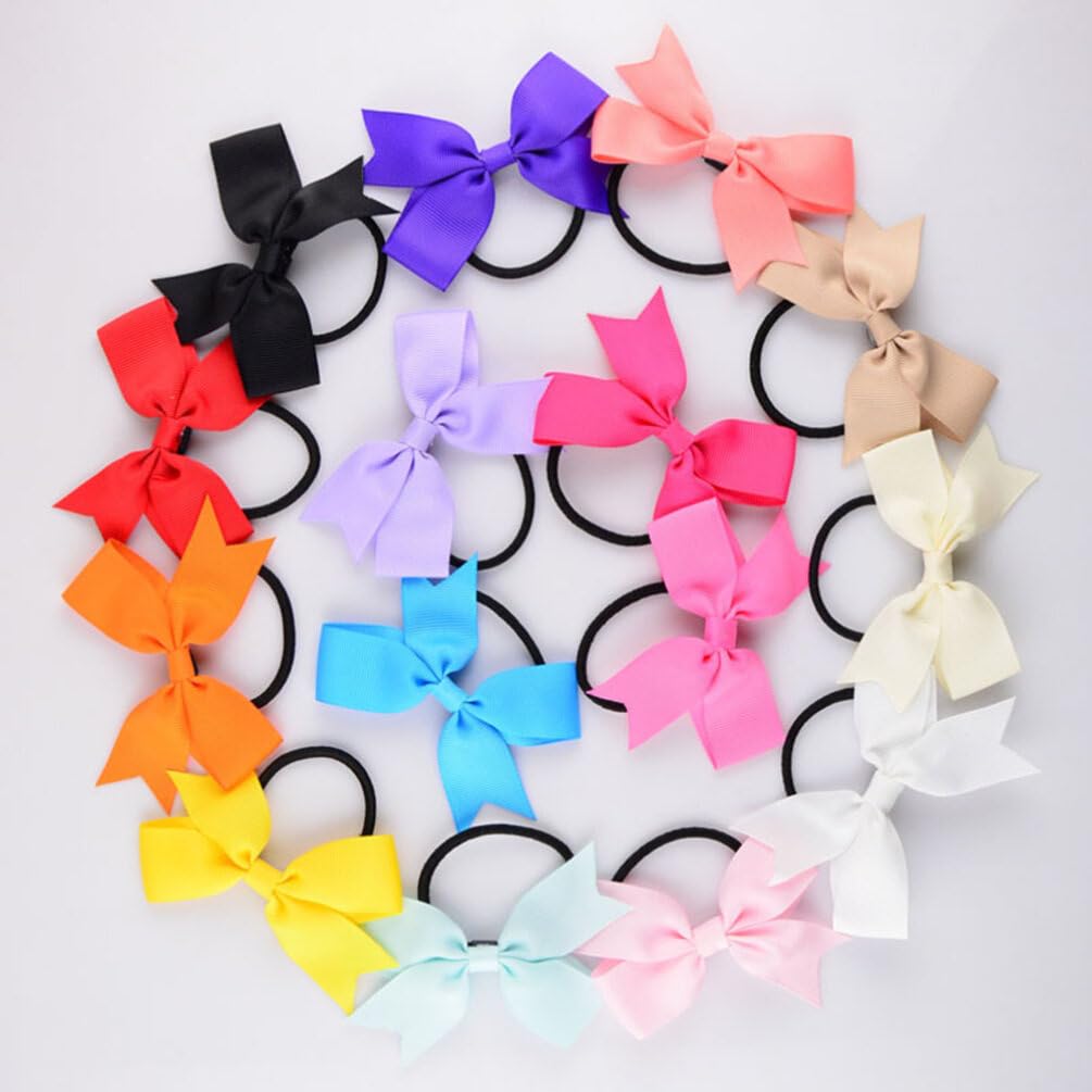 FRCOLOR Lazos para el pelo de 16 piezas para niñas, accesorios para el cabello para bebés, lazos elásticos de goma para el cabello para bebés,