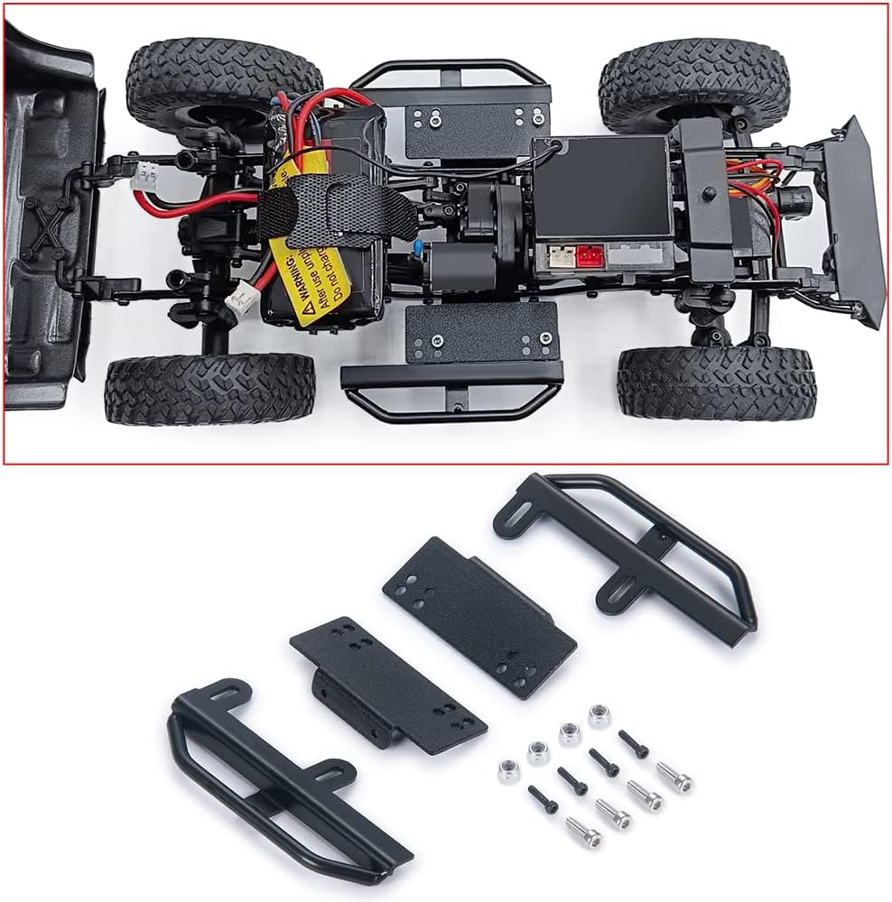RCLIONS Metal Pedal Junta lateral Rock Sliders para Axial SCX24 Deadbolt JLU CRC Bronco Gladiator 124th RC Crawler Car