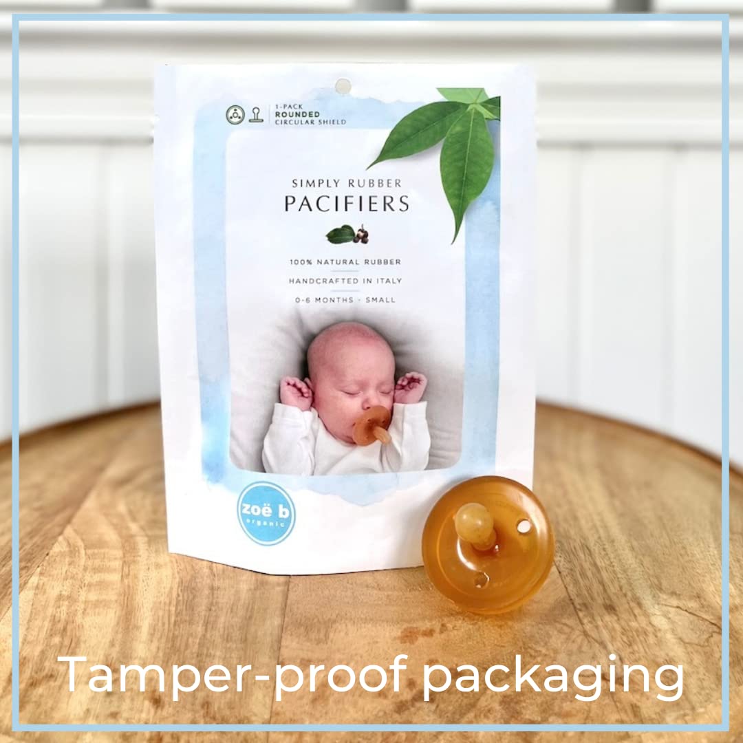 Simply Rubber Pacifiers – Shorter Nipple (Less Gagging) – Small Newborn (0-6 Months) – Breastfed Babies – RoundedCherry – Softer Natural Rubber –