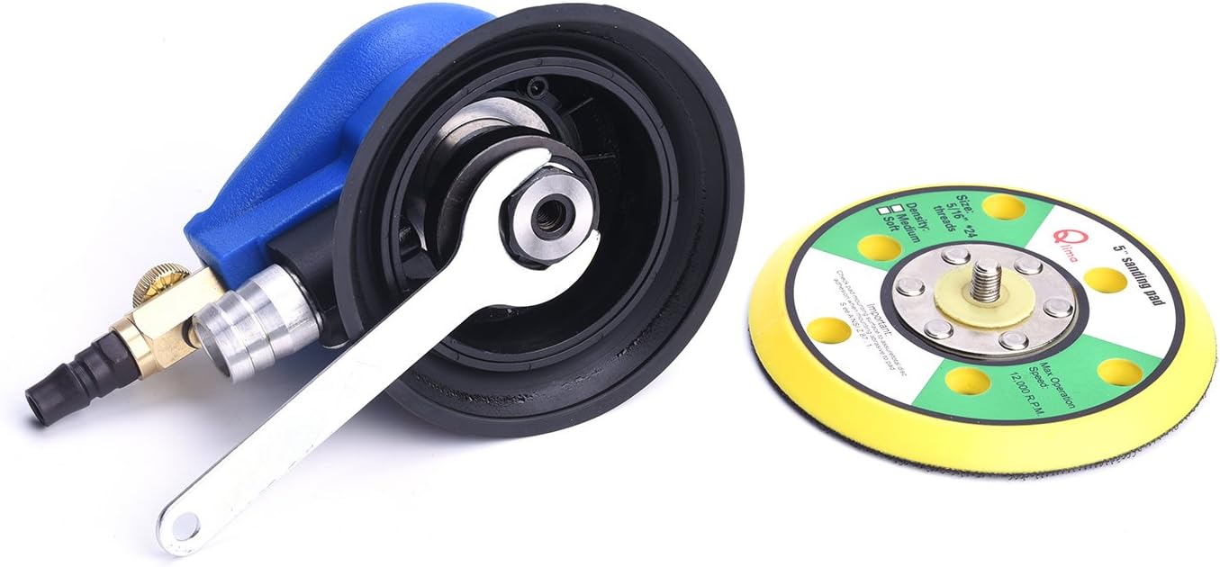 ZHONG AN Lijadora orbital profesional de 5″, lijadora de palma de doble acción para trabajo de carrocería automática, sistema de vacío de gancho y