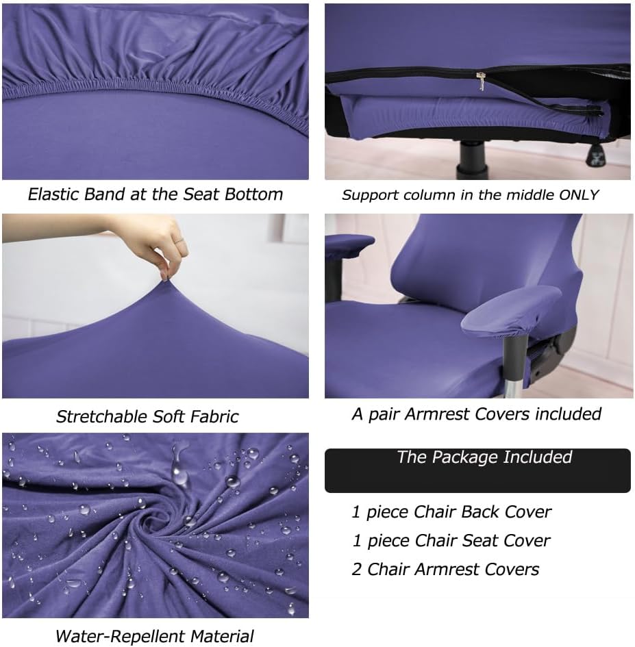 Fundas ergonómicas para silla de oficina con reposabrazos, fundas elásticas repelentes al agua para adultos, videojuegos, reclinables, carreras y