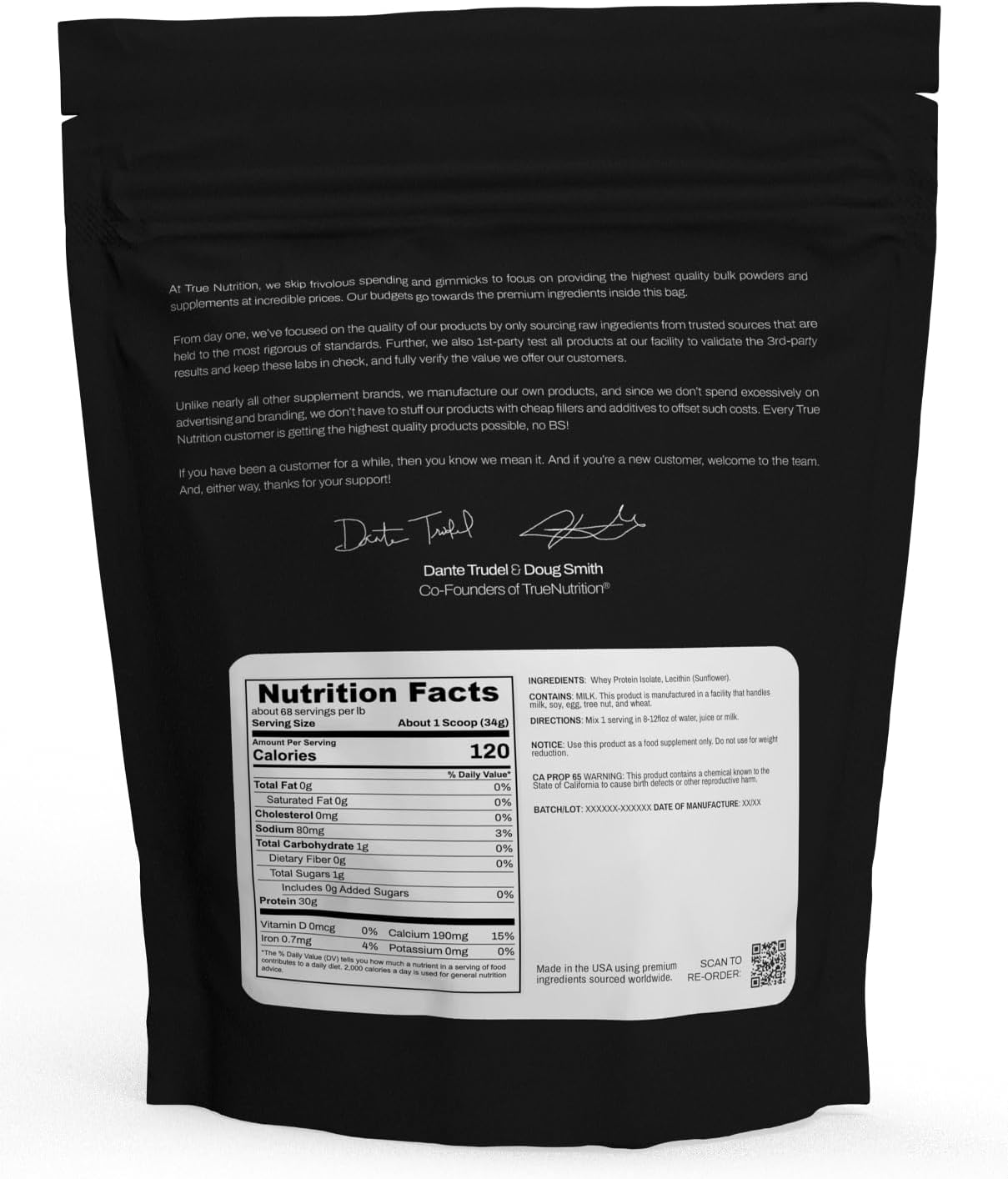 True Nutrition – Aislamiento de proteína de suero sin soja rBGHleche – Proteína de suero en polvo 100% alimentada con pasto con aminoácidos