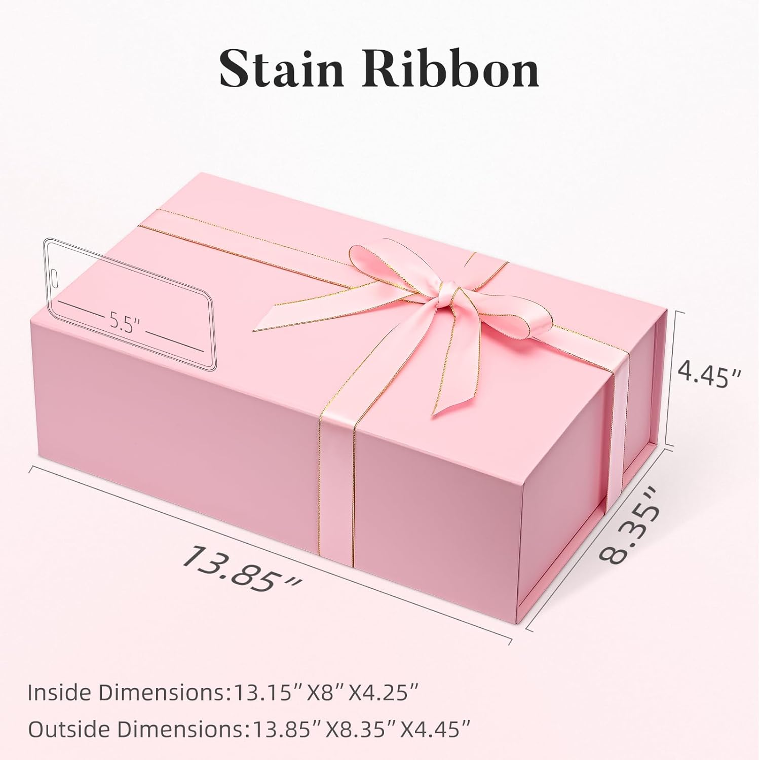LIFELUM Caja de regalo de Pascua rosa, 1 paquete de 13.8 x 8.5 x 4.5 pulgadas, caja de regalo de boda grande con tapa magnética para regalos con