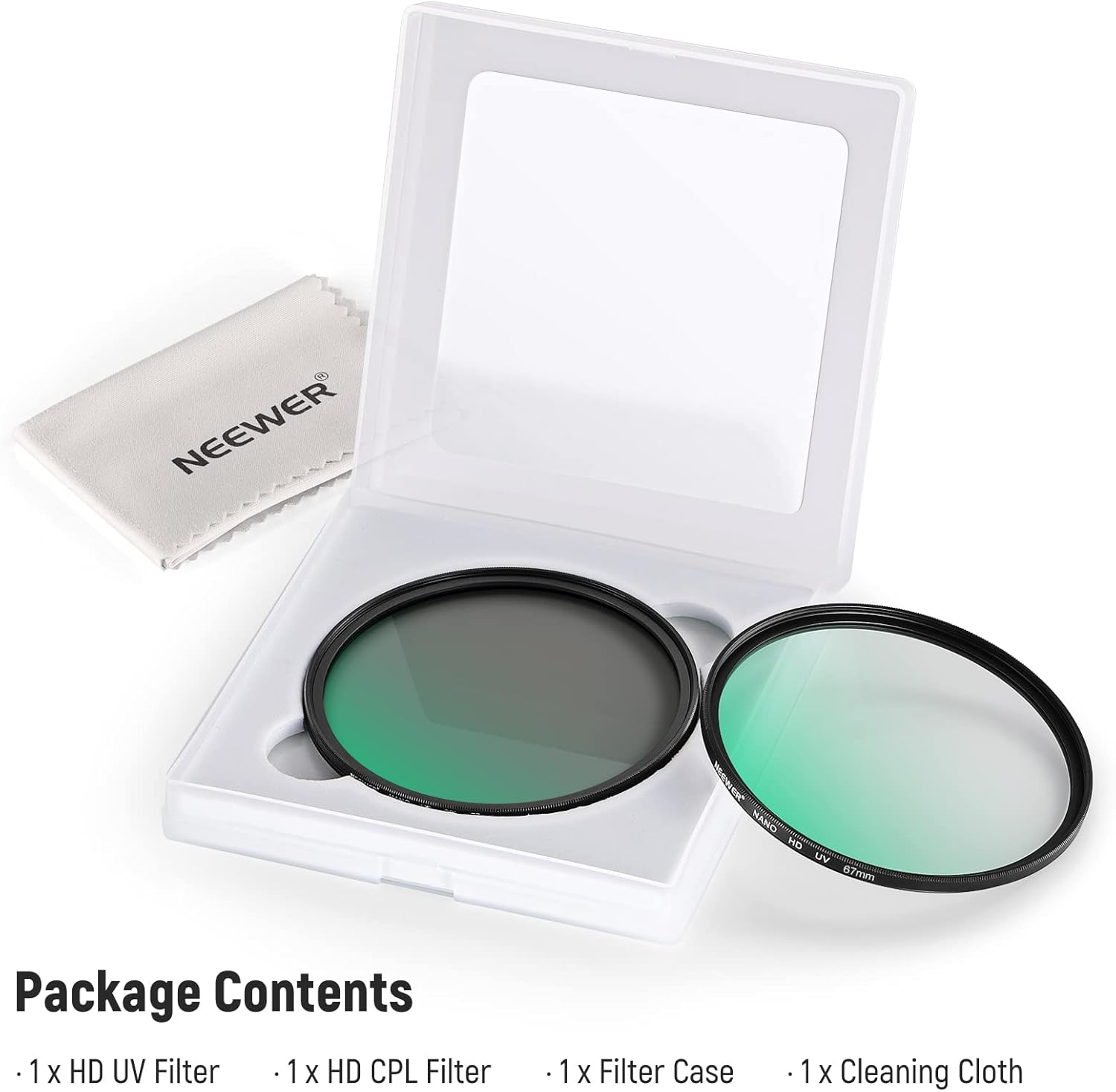 NEEWER Kit de filtro de lente UV CPL de 2.638 in, polarizador circularfiltro de lente de protección UV con vidrio óptico HD con revestimiento nano