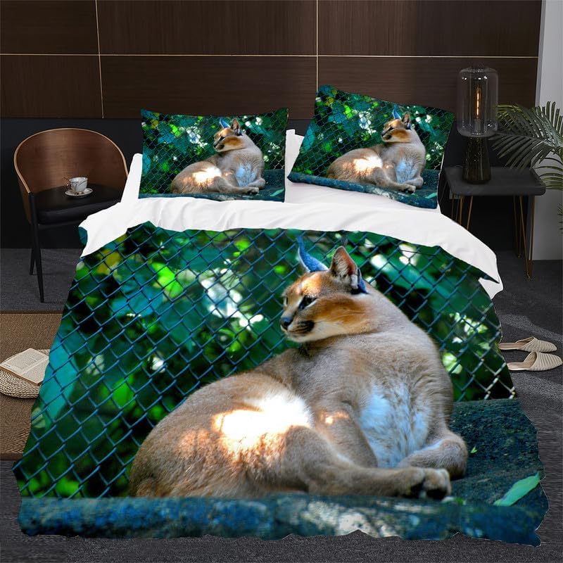 Juego de funda de edredón tamaño individual con estampado de animales de color verde oscuro, funda de edredón de microfibra suave y 2 fundas de