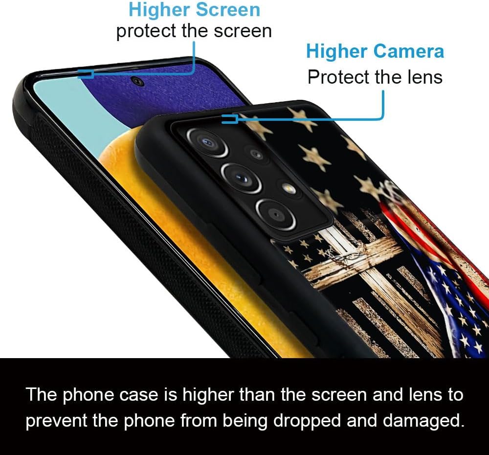 DAIZAG Funda compatible con Samsung Galaxy A32 4G, bandera estadounidense de madera cruzada para hombre y mujer, protección completa, a prueba de