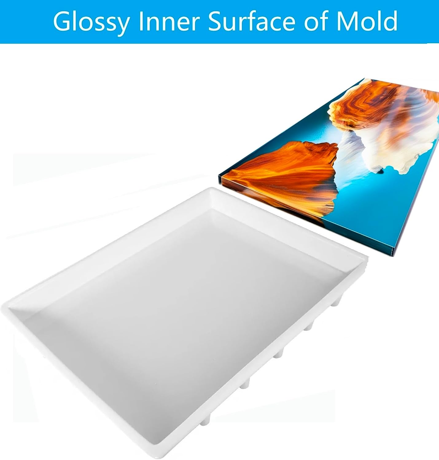 Molde epoxi de silicona de 16 x 12 pulgadas, molde grande de resina profunda para tabla de cortar, mesa de río, bandeja, mesa de café, decoración