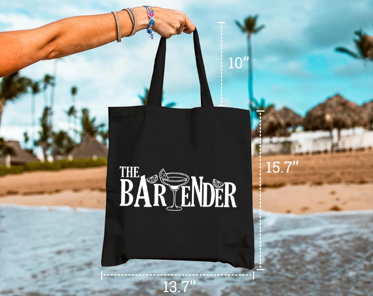 The Bartender – Bolsa de lona para mujer, diseño estético de margarita limón, reutilizable, bolsa de compras para el hombro, regalo para amigos