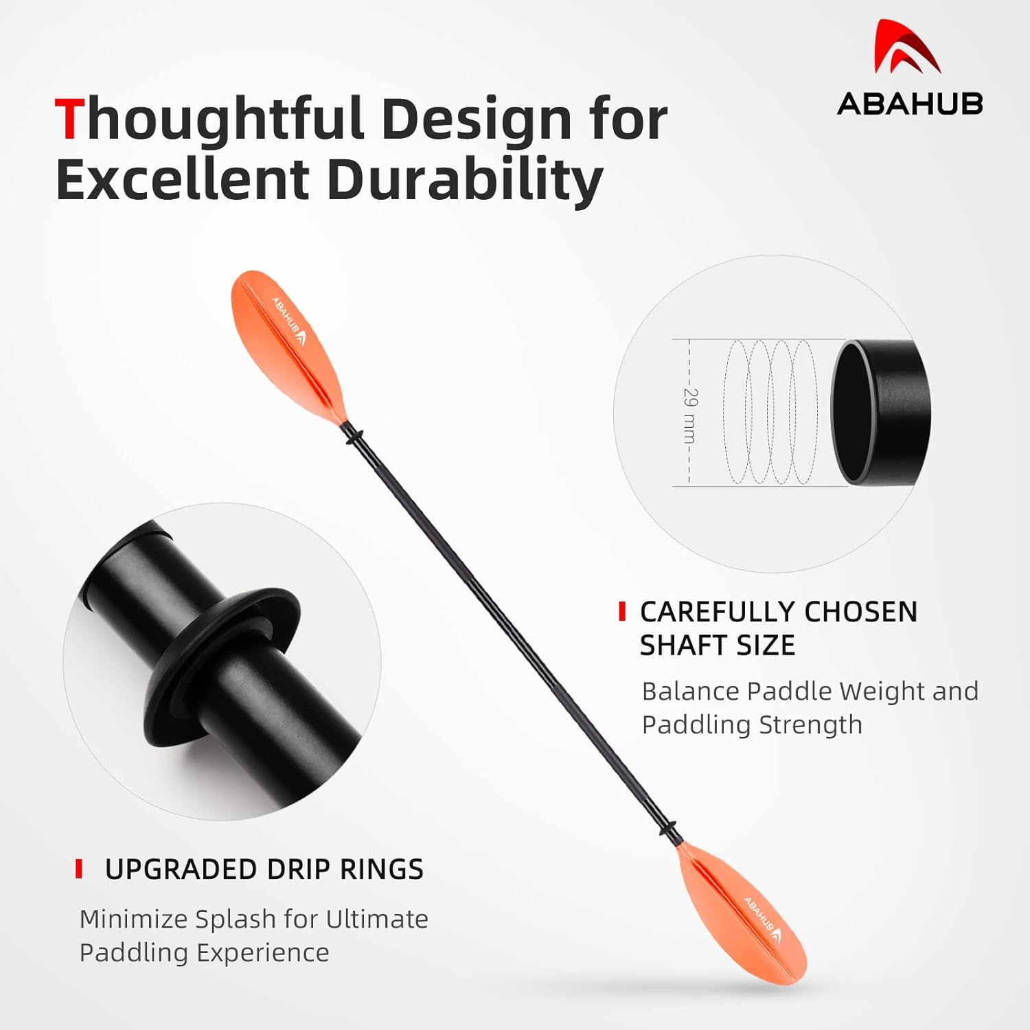 Abahub 1 pala de kayak, remos de kayak de 90.5 pulgadas para canotaje, canoa con correa de remo gratis, eje de aleación de aluminio, cuchillas de