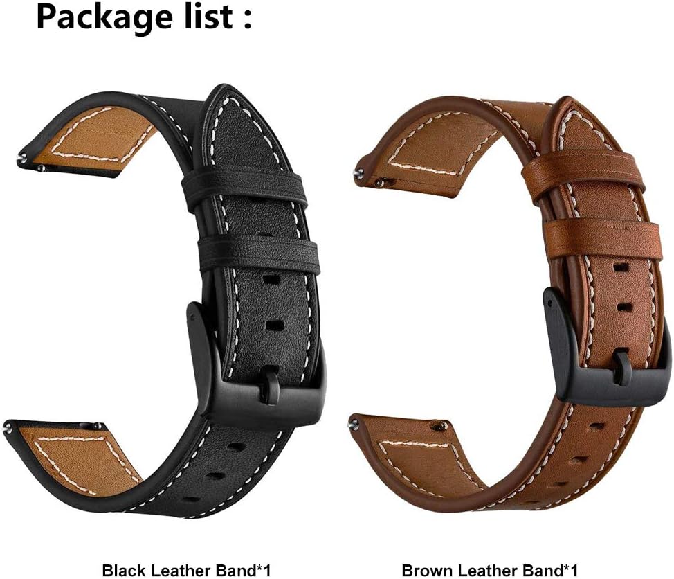 LDFAS Compatible con Vivoactive 345, 18200.866 in (paquete de 2) correa de reloj de cuero para mujeres y hombres, compatible con Garmin Venu 32,