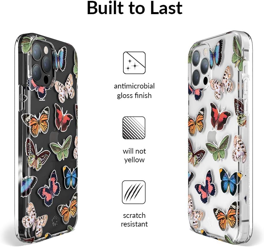 Velvet Caviar Funda compatible con iPhone 13 Pro Butterfly probada en caídas de 8 pies, bonita funda protectora transparente para teléfono para mujer