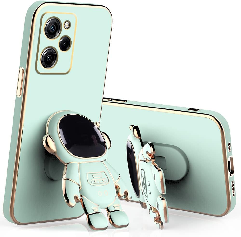 Compatible con Poco X5 Pro Funda con chapado creativo de astronauta de dibujos animados rosa, Xiaomi Poco X5 Pro Funda de teléfono de silicona a