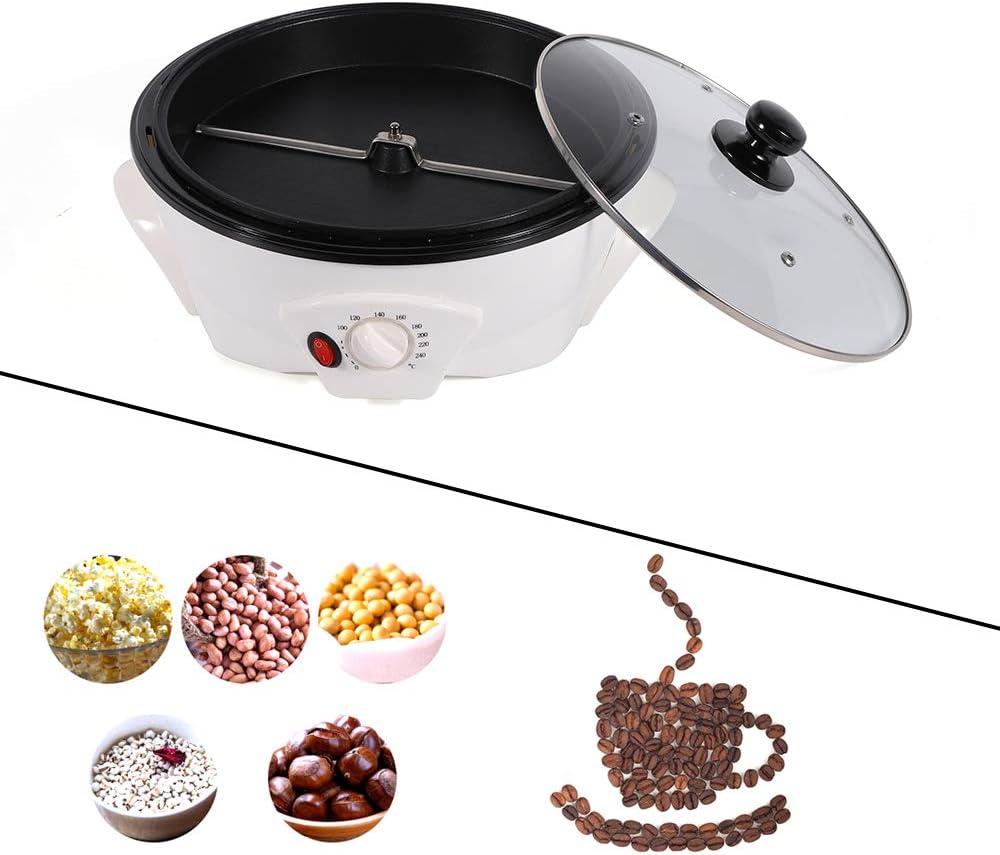 Tostador de granos de café comercial de 110 V 1200 W, máquina eléctrica de tostado de granos de café, nueces, maní, anacardos, tostador de granos de