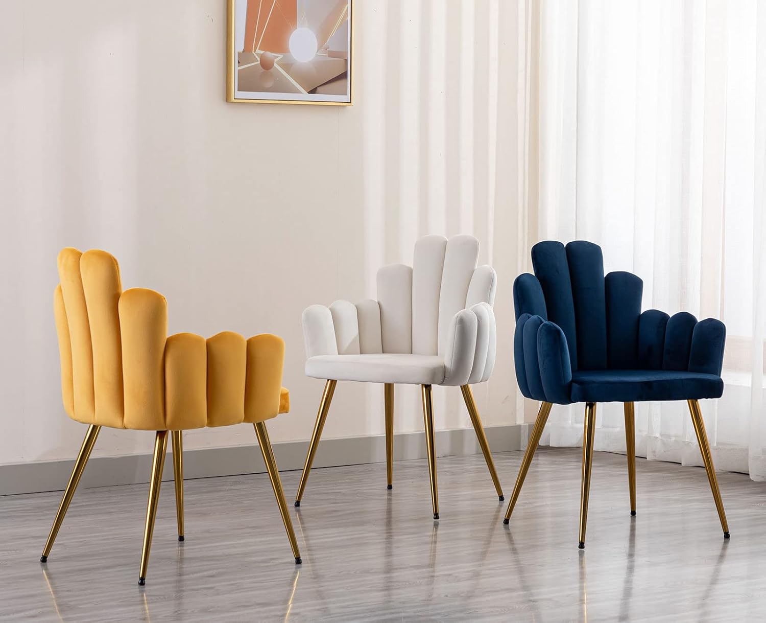 Lei Yu Shunzhi – Juego de 2 sillas de comedor modernas de terciopelo, sillas tapizadas con patas doradas, sillas de invitados, sillas auxiliares