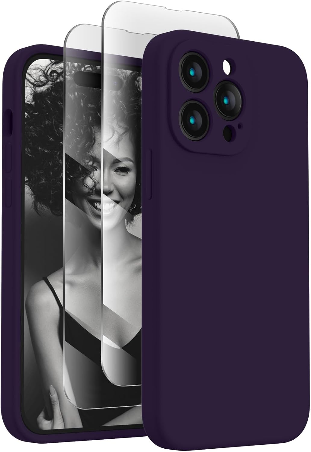 FireNova Funda para iPhone 14 Pro Max, funda de silicona mejorada protección de cámara para iPhone 14 ProMax con 2 protectores de pantalla, forro