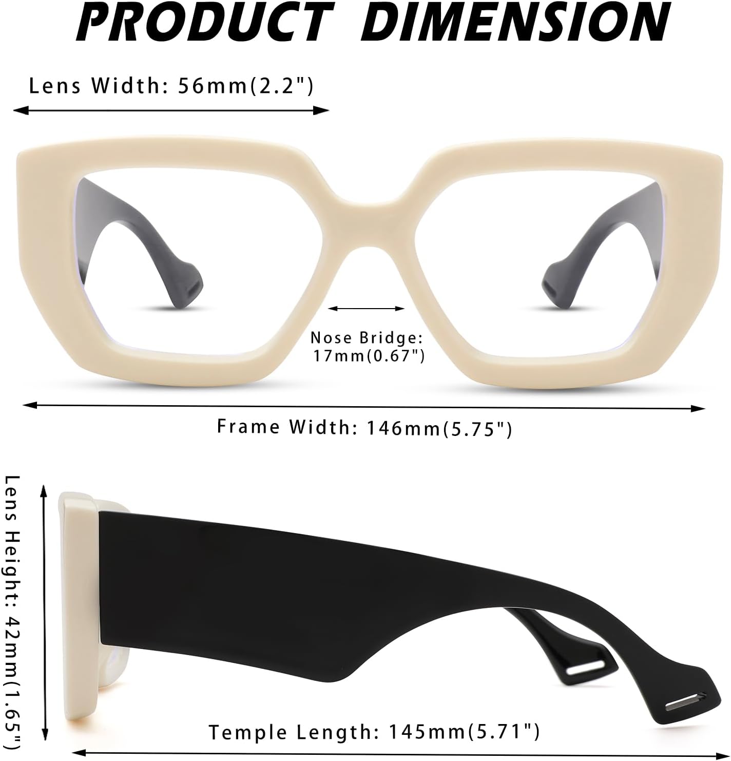 Melpomenia Gafas de luz azul de marco grueso para mujeres y hombres, anteojos cuadrados de moda para juegos de computadora con lente transparente