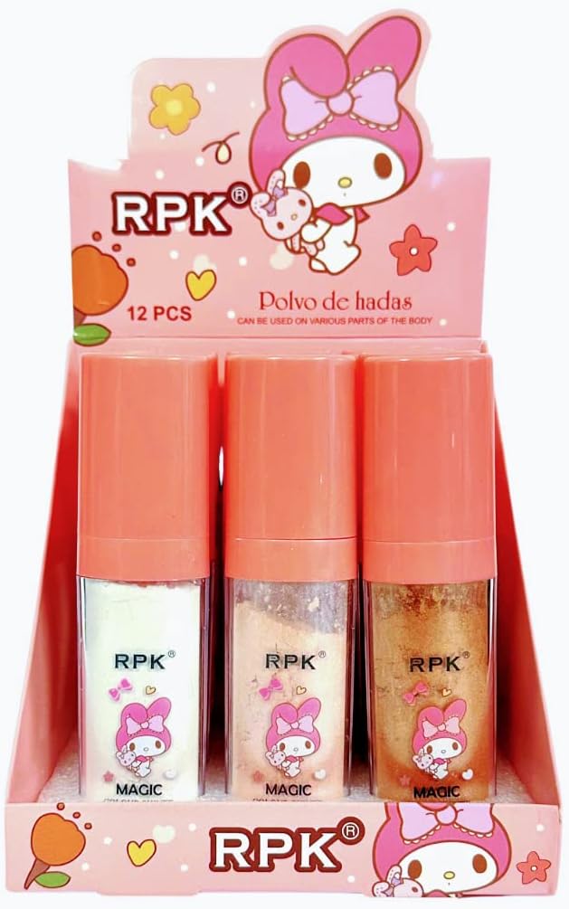 RPK Polvo De Hadas Fairy Dust Shimmer Highlight Glitter Wand con aplicador de esponja integrado (1 – Blanco)