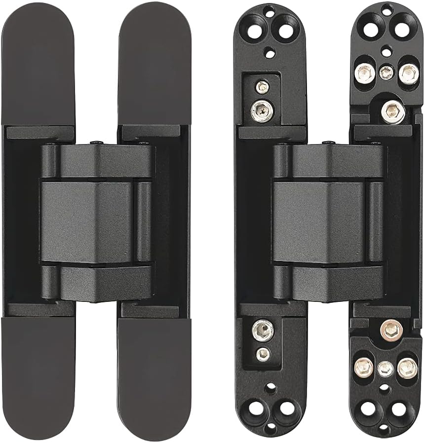 Bisagras invisibles Bisagra de puerta oculta resistente Bisagra oculta 3-D ajustable – Negro -1 par